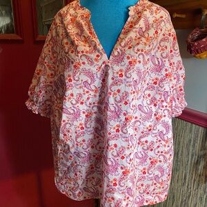 Lands' End Pink and Purple Paisley Blouse